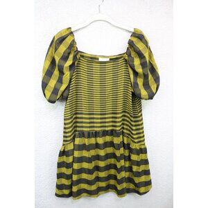 Topshop Short Puff Sleeves Plaid Stripes Dress-Size 6